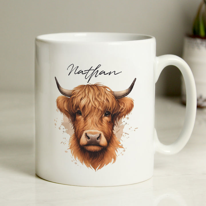 Buy Personalised Highland Cow Mug - Male available now at www.giftsfinder.co.uk