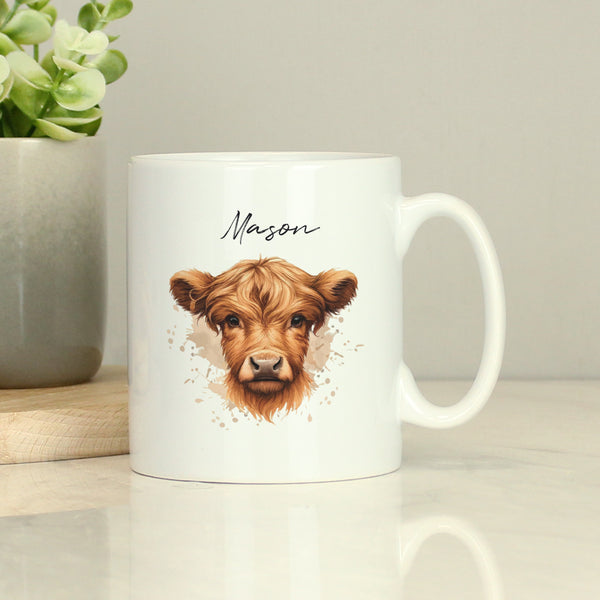 Buy Personalised Highland Cow Mug - Boy available now at www.giftsfinder.co.uk