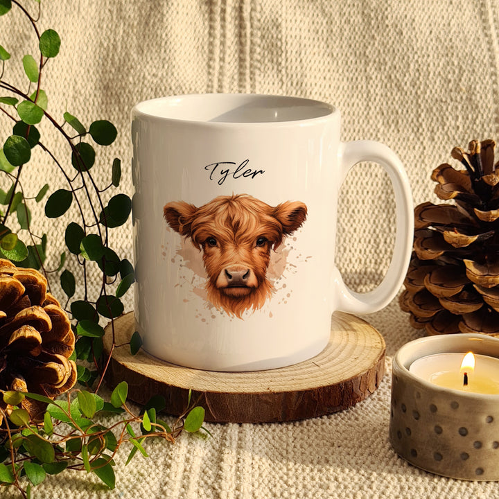 Buy Personalised Highland Cow Mug - Boy available now at www.giftsfinder.co.uk