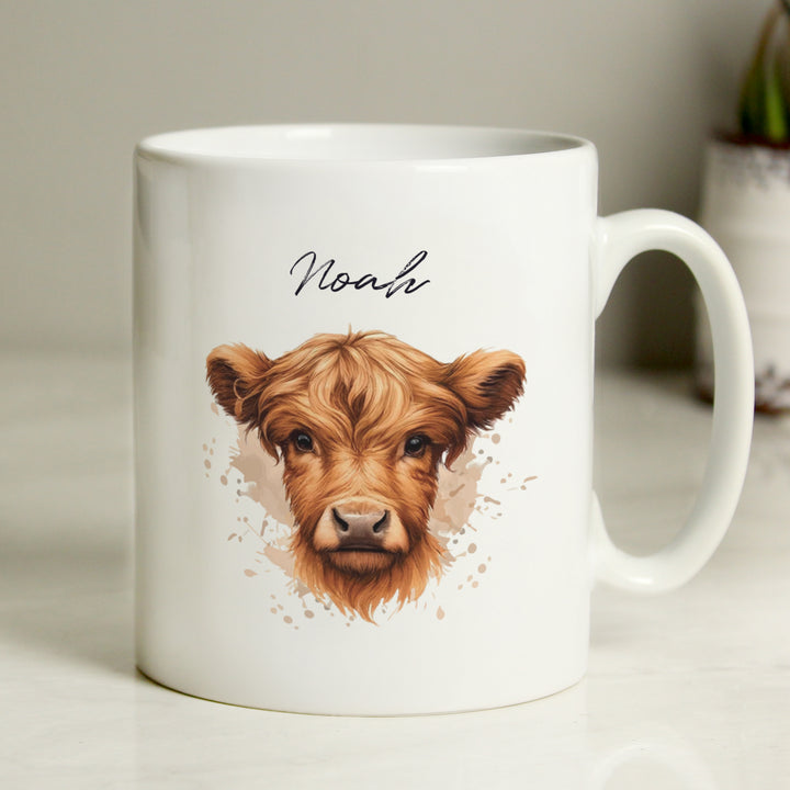 Buy Personalised Highland Cow Mug - Boy available now at www.giftsfinder.co.uk