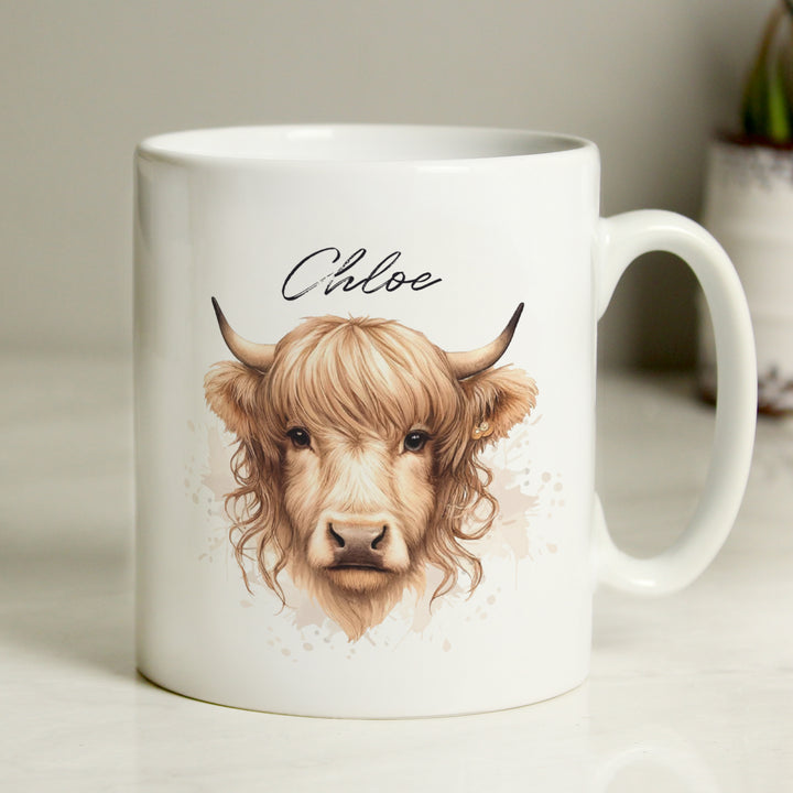 Buy Personalised Highland Cow Mug - Female available now at www.giftsfinder.co.uk