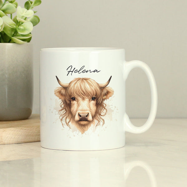 Buy Personalised Highland Cow Mug - Female available now at www.giftsfinder.co.uk