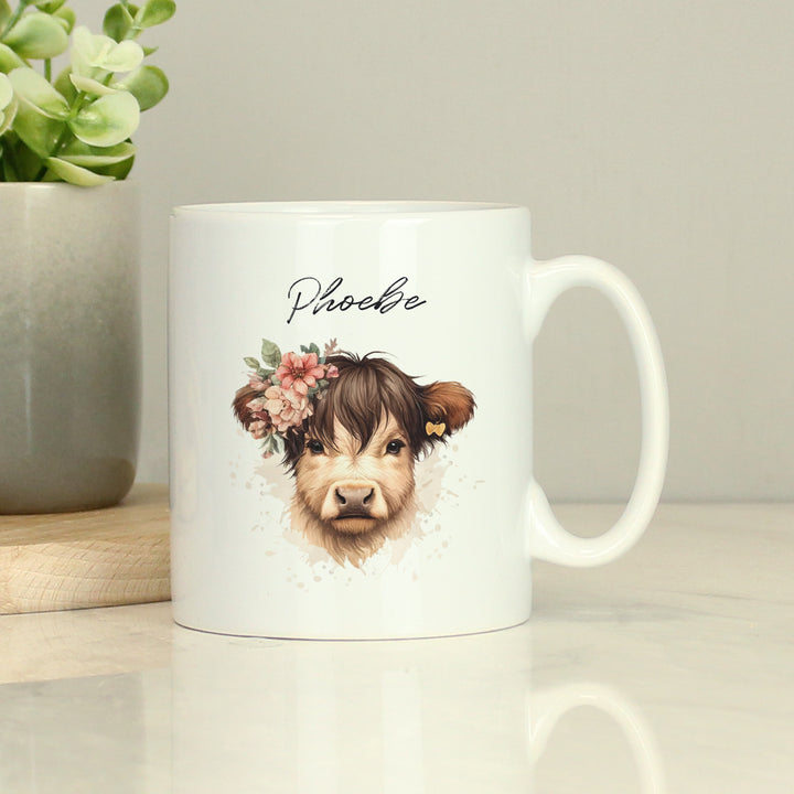 Buy Personalised Highland Cow Mug - Girl available now at www.giftsfinder.co.uk