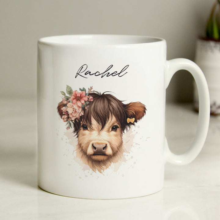 Buy Personalised Highland Cow Mug - Girl available now at www.giftsfinder.co.uk