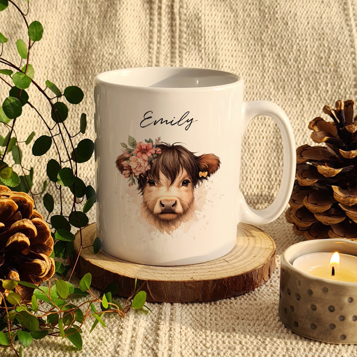 Buy Personalised Highland Cow Mug - Girl available now at www.giftsfinder.co.uk