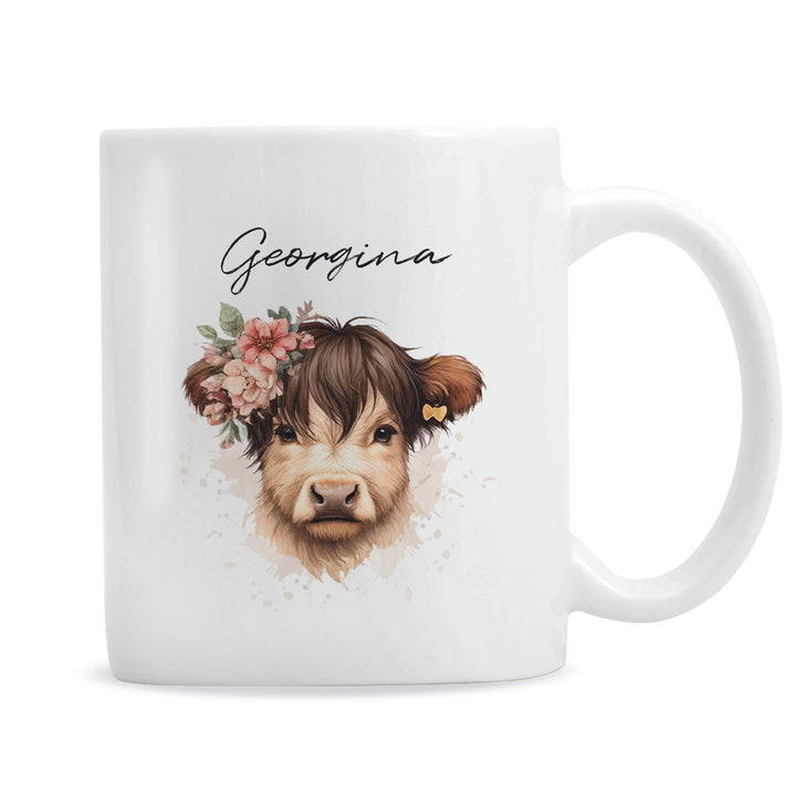 Buy Personalised Highland Cow Mug - Girl available now at www.giftsfinder.co.uk