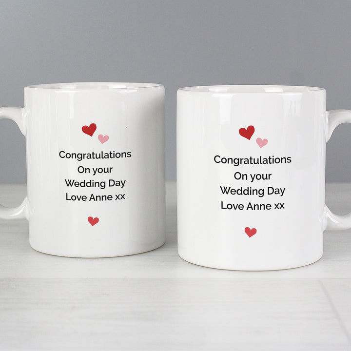 Buy Personalised Mr and Mrs Valentine's Day Confetti Hearts Mug Set at www.giftsfinder.co.uk