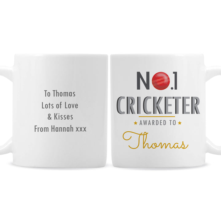 Personalised No.1 Cricketer Mug - part of the Gifts Finder Personalised Mugs collection