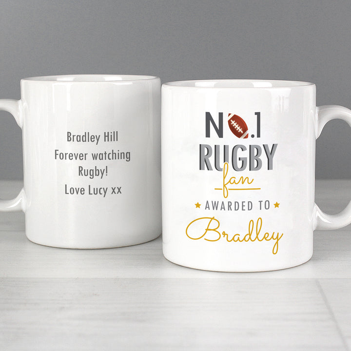 Buy Personalised No.1 Rugby Fan Mug at www.giftsfinder.co.uk