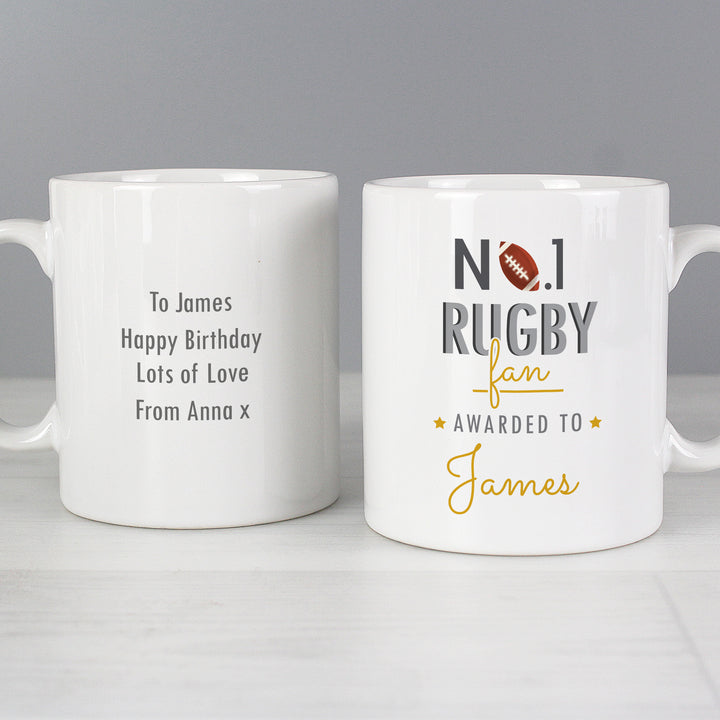 Buy Personalised No.1 Rugby Fan Mug at www.giftsfinder.co.uk