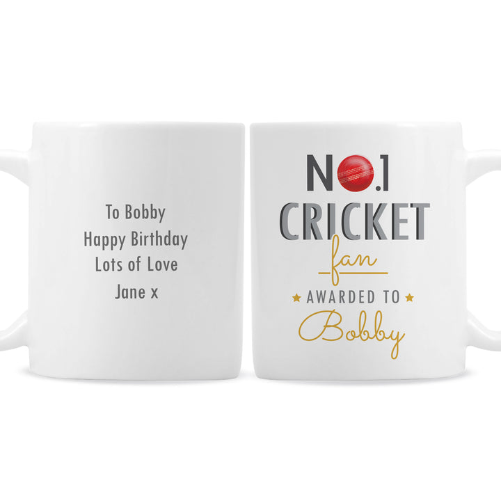 Buy Personalised No.1 Cricket Fan Mug at www.giftsfinder.co.uk