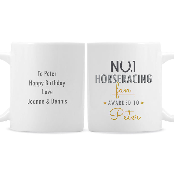 Personalised No.1 Horseracing Fan Mug - part of the Gifts Finder Personalised Mugs collection