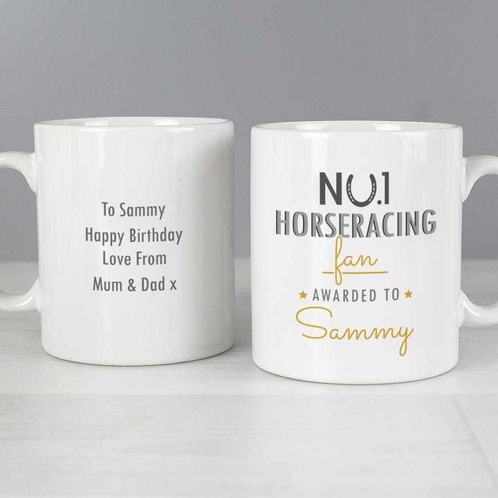 Personalised No.1 Horseracing Fan Mug - part of the Gifts Finder Personalised Mugs collection