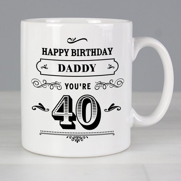 Buy Personalised Birthday Vintage Typography Mug available now at www.giftsfinder.co.uk