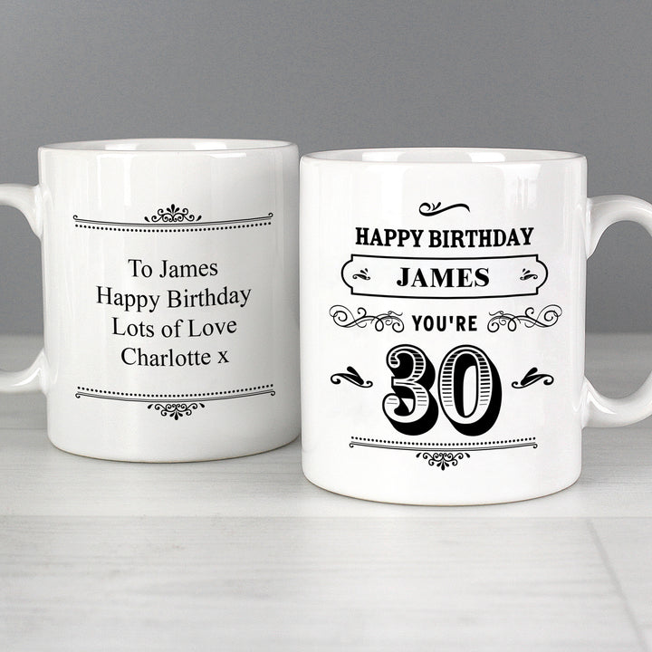 Personalised Birthday Vintage Typography Mug - part of the Gifts Finder Mugs collection