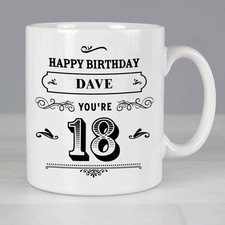 Personalised Birthday Vintage Typography Mug - part of the Gifts Finder Mugs collection