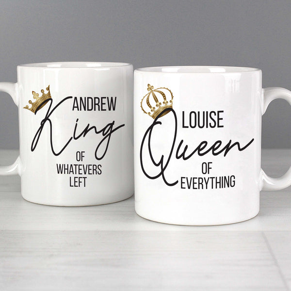 Buy Personalised King and Queen of Everything Mug Set at www.giftsfinder.co.uk