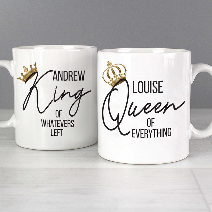 Buy Personalised King and Queen of Everything Mug Set at www.giftsfinder.co.uk