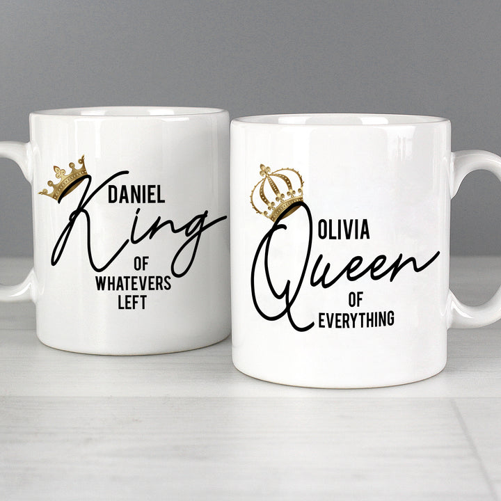 Buy Personalised King and Queen of Everything Mug Set at www.giftsfinder.co.uk