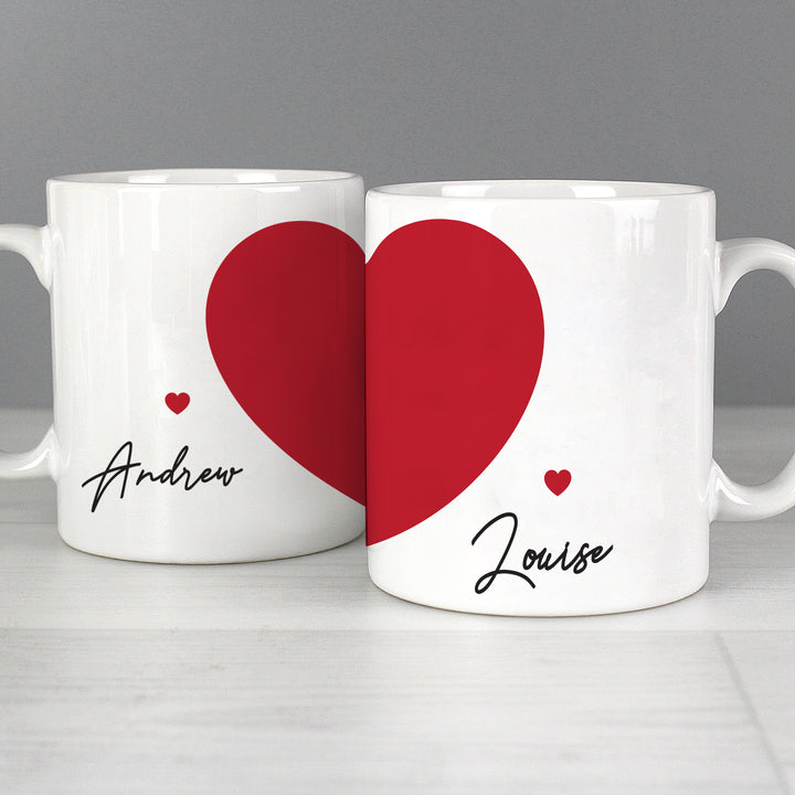 Buy Personalised Two Hearts Mug Set at www.giftsfinder.co.uk