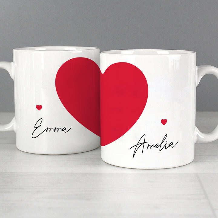 Buy Personalised Two Hearts Mug Set at www.giftsfinder.co.uk