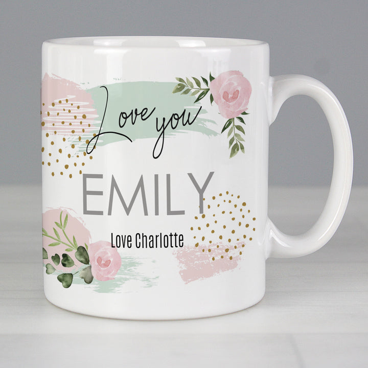 Buy Personalised Abstract Rose Mug at www.giftsfinder.co.uk