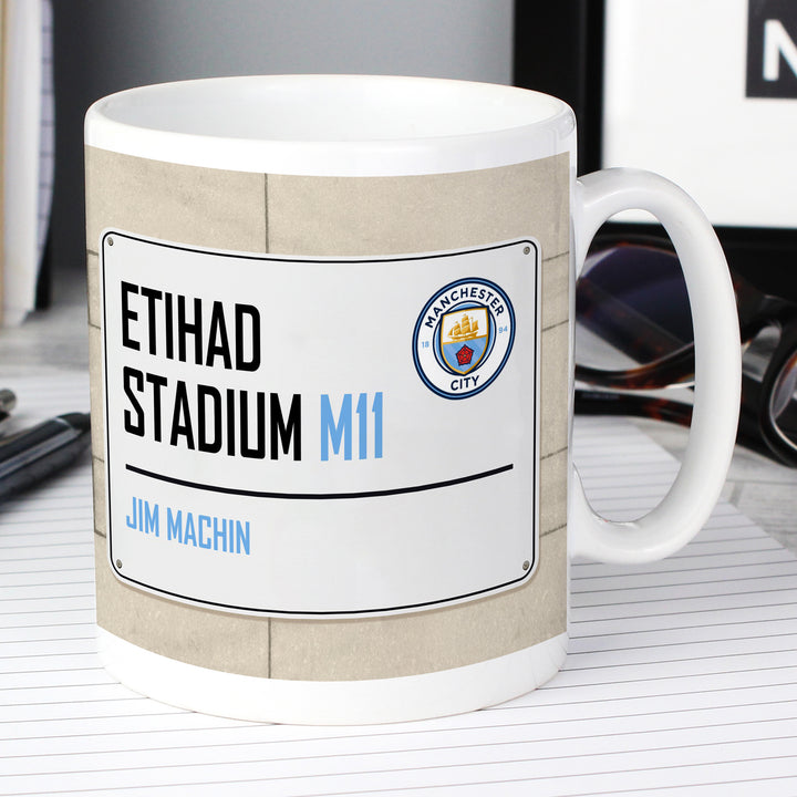 Manchester City FC Street Sign Mug - part of the Gifts Finder Personalised Mugs collection