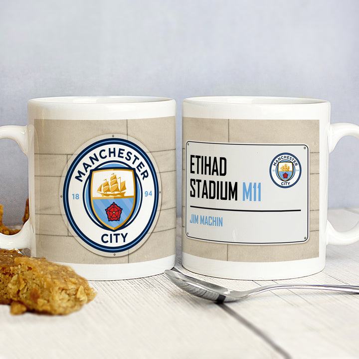 Manchester City FC Street Sign Mug - part of the Gifts Finder Personalised Mugs collection