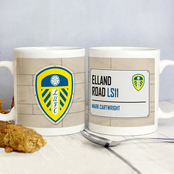 Leeds United FC Street Sign Mug - part of the Gifts Finder Personalised Mugs collection