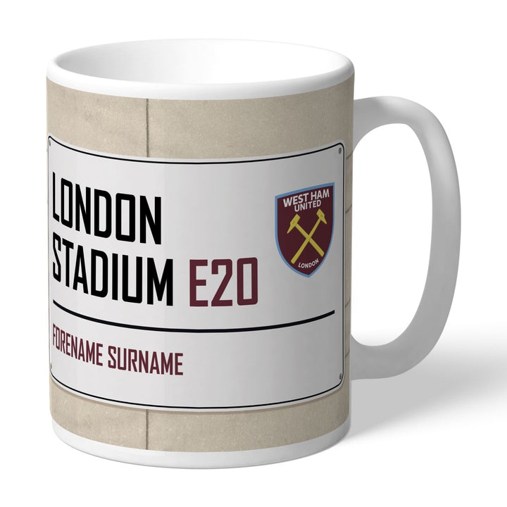 West Ham United FC Street Sign Mug - part of the Gifts Finder Personalised Mugs collection