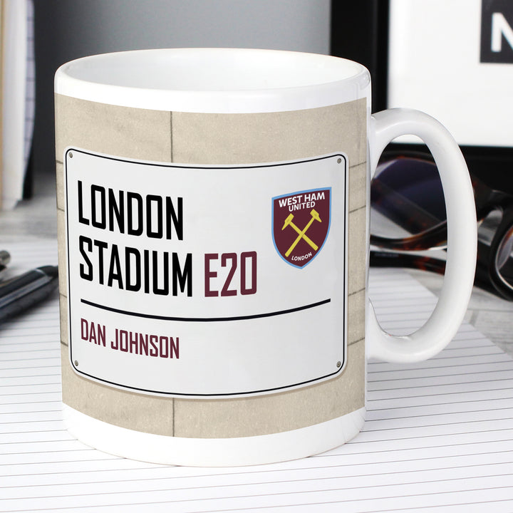 West Ham United FC Street Sign Mug - part of the Gifts Finder Personalised Mugs collection