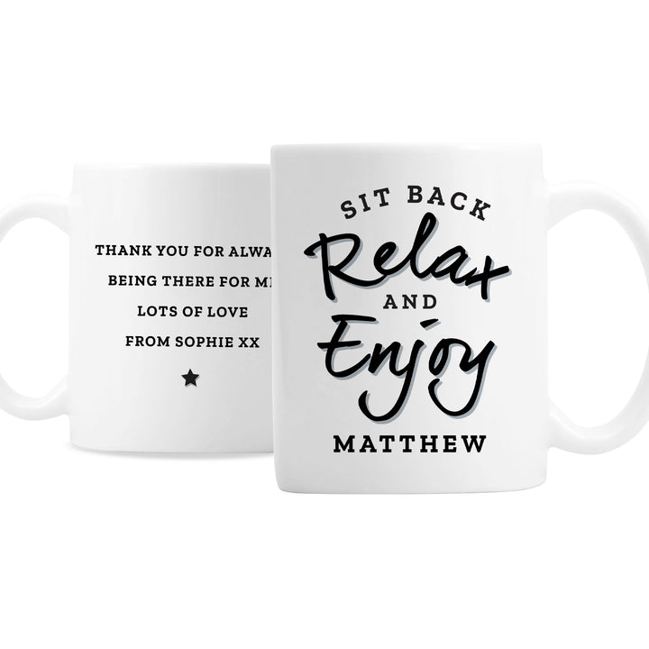 Buy Personalised Sit Back & Relax Mug at www.giftsfinder.co.uk