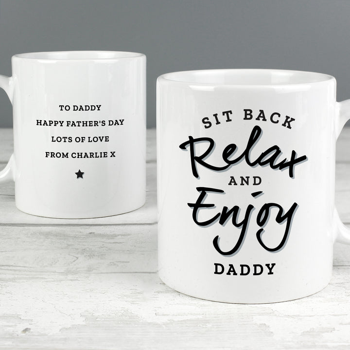 Buy Personalised Sit Back & Relax Mug at www.giftsfinder.co.uk