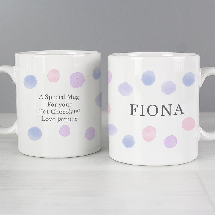 Buy Personalised Pink Spot Mug at www.giftsfinder.co.uk