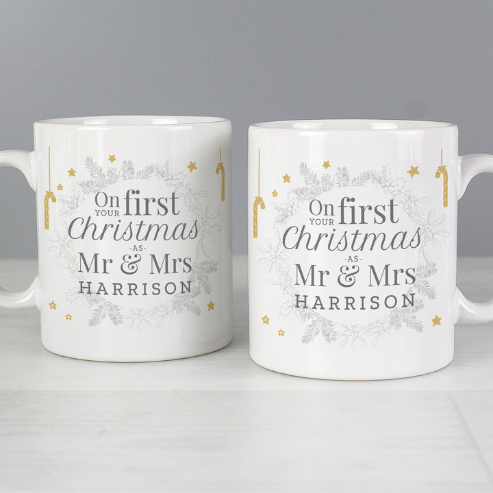 Buy Personalised 'On Your First Christmas As' Mug Set at www.giftsfinder.co.uk