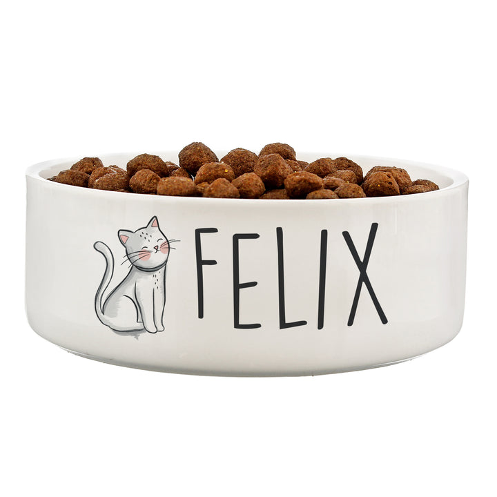 Buy Personalised Scribble Cat 14cm Medium Pet Bowl at www.giftsfinder.co.uk