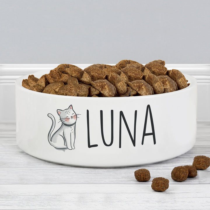 Buy Personalised Scribble Cat 14cm Medium Pet Bowl at www.giftsfinder.co.uk