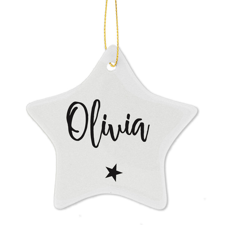 Buy Personalised Name Ceramic Star Decoration at www.giftsfinder.co.uk