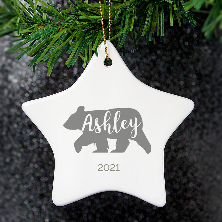 Buy Personalised Polar Bear Ceramic Star Decoration at www.giftsfinder.co.uk