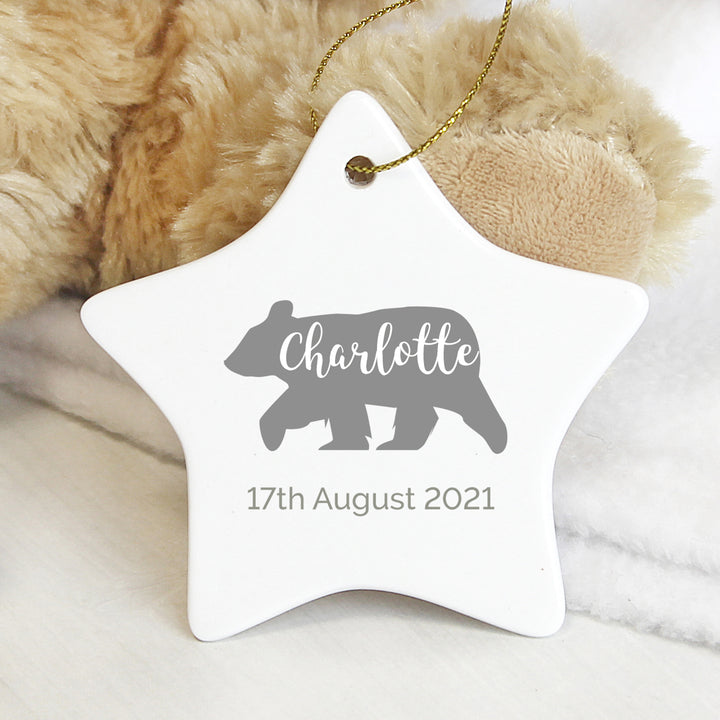 Buy Personalised Polar Bear Ceramic Star Decoration at www.giftsfinder.co.uk