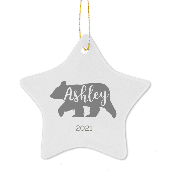 Buy Personalised Polar Bear Ceramic Star Decoration at www.giftsfinder.co.uk