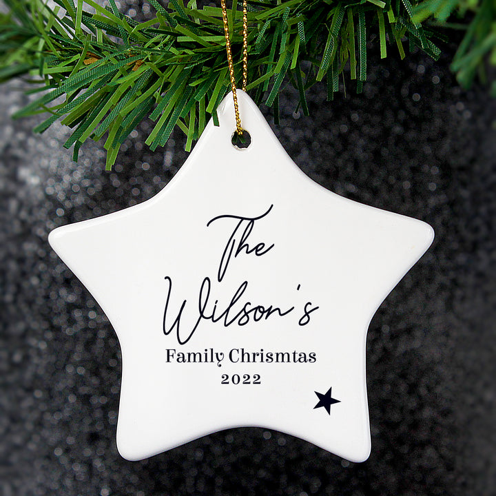 Buy Personalised Free Text Ceramic Star Decoration at www.giftsfinder.co.uk