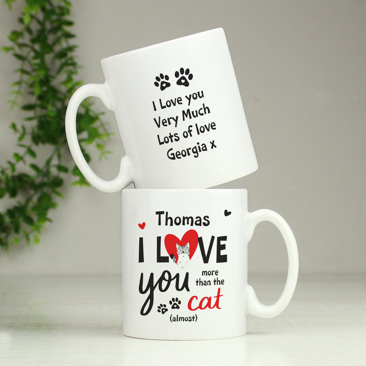 Buy Personalised I Love You More Than The Cat Mug at www.giftsfinder.co.uk