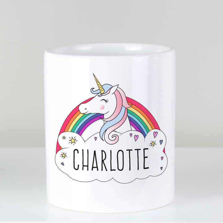 Buy Personalised Unicorn Ceramic Storage Pot at www.giftsfinder.co.uk