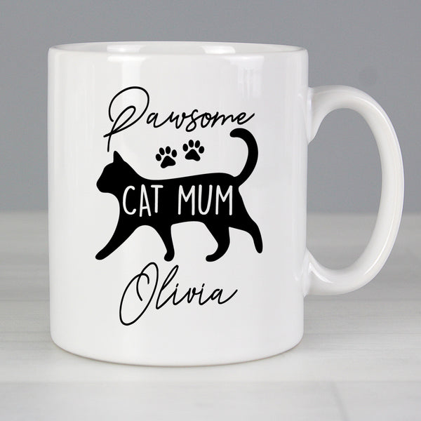 Buy Personalised Pawsome Cat Mum Mug at www.giftsfinder.co.uk