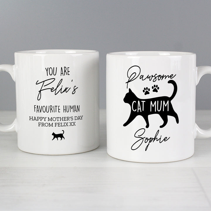 Buy Personalised Pawsome Cat Mum Mug at www.giftsfinder.co.uk