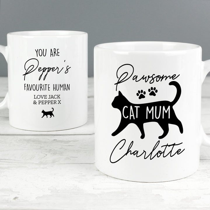 Buy Personalised Pawsome Cat Mum Mug at www.giftsfinder.co.uk