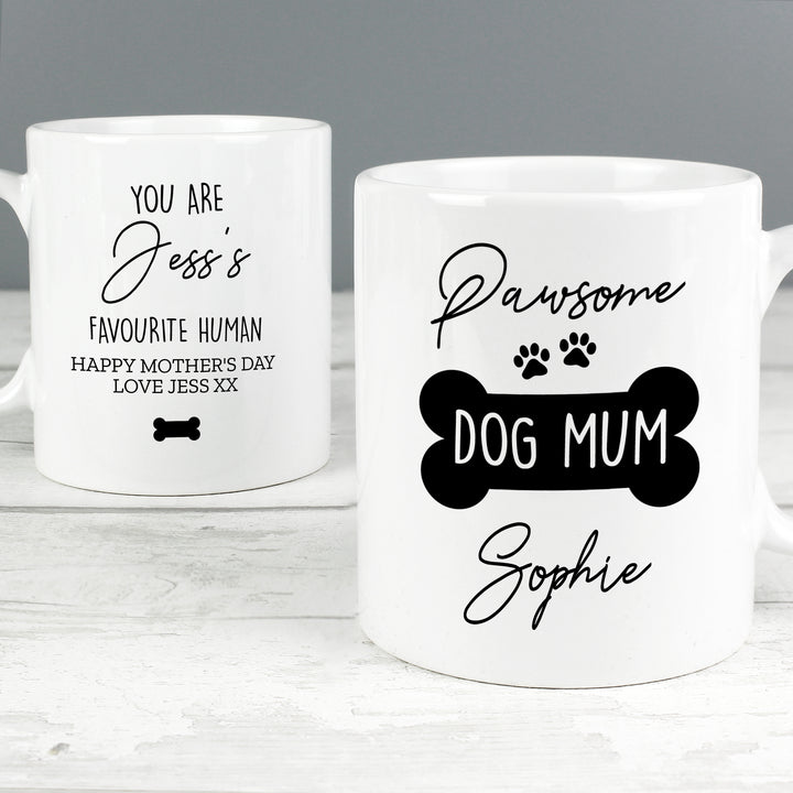 Buy Personalised Pawsome Dog Mum Mug at www.giftsfinder.co.uk