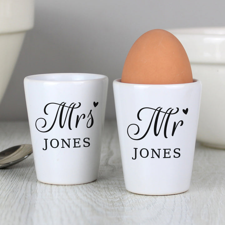 Personalised Mr & Mrs Egg Cups - part of the Gifts Finder Personalised Wedding Gifts collection