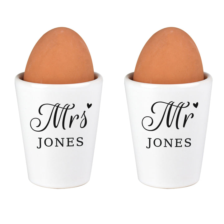 Personalised Mr & Mrs Egg Cups - part of the Gifts Finder Personalised Wedding Gifts collection